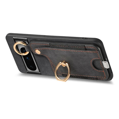 For Google Pixel 8 Pro Case Shockproof Leather Phone Back Cover, Ring Holder Card Bag