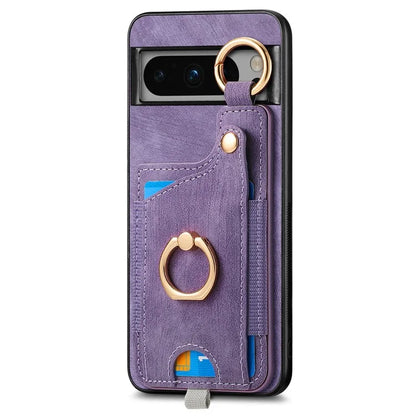 For Google Pixel 8 Pro Case Shockproof Leather Phone Back Cover, Ring Holder Card Bag