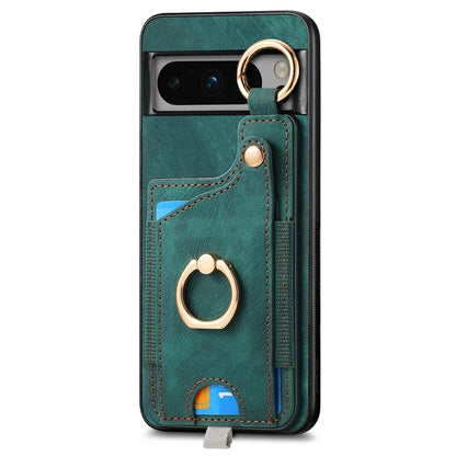 For Google Pixel 8 Pro Case Shockproof Leather Phone Back Cover, Ring Holder Card Bag