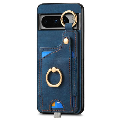For Google Pixel 8 Pro Case Shockproof Leather Phone Back Cover, Ring Holder Card Bag
