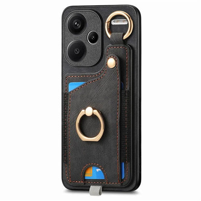 For Xiaomi Redmi Note 13 Pro+ 5G Case with Card Holder Retro Leather Back Cover Ring Kickstand