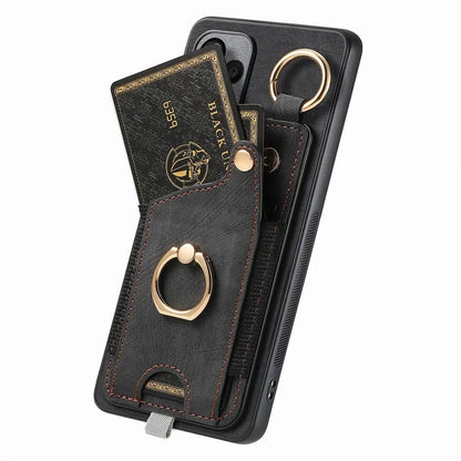 For Xiaomi Redmi Note 13 Pro+ 5G Case with Card Holder Retro Leather Back Cover Ring Kickstand