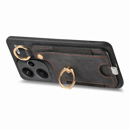For Xiaomi Redmi Note 13 Pro+ 5G Case with Card Holder Retro Leather Back Cover Ring Kickstand
