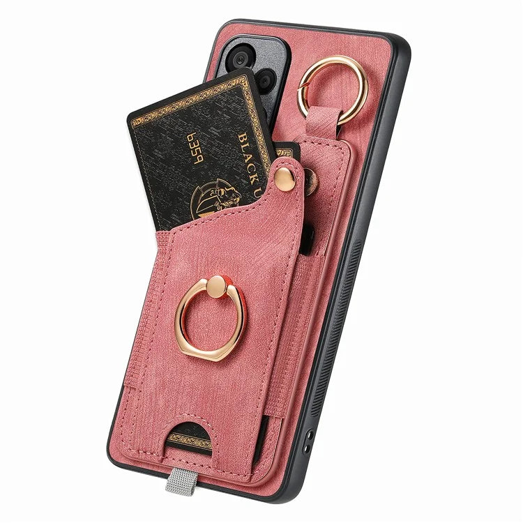 For Xiaomi Redmi Note 13 Pro+ 5G Case with Card Holder Retro Leather Back Cover Ring Kickstand