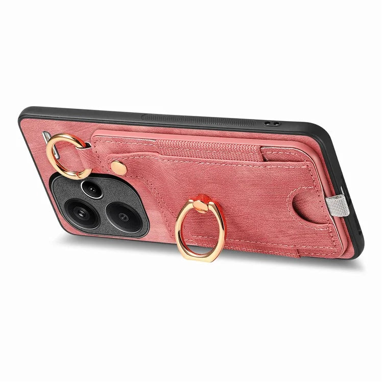 For Xiaomi Redmi Note 13 Pro+ 5G Case with Card Holder Retro Leather Back Cover Ring Kickstand