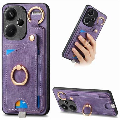 For Xiaomi Redmi Note 13 Pro+ 5G Case with Card Holder Retro Leather Back Cover Ring Kickstand