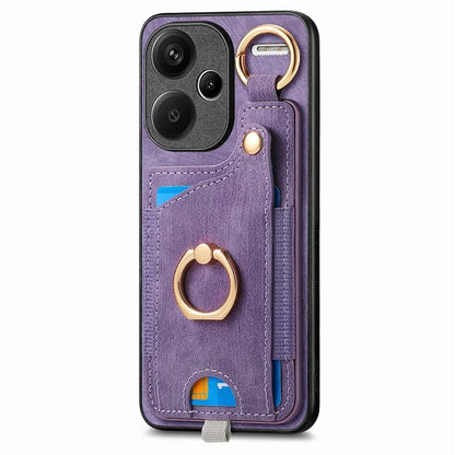 For Xiaomi Redmi Note 13 Pro+ 5G Case with Card Holder Retro Leather Back Cover Ring Kickstand