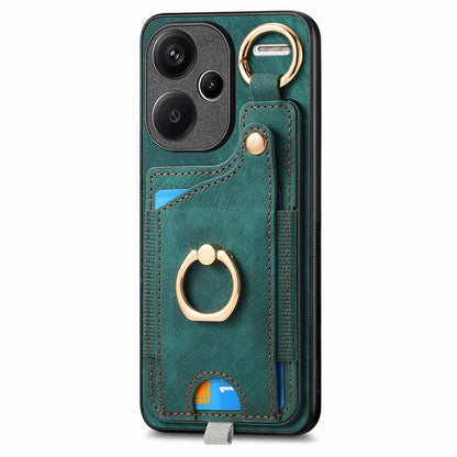 For Xiaomi Redmi Note 13 Pro+ 5G Case with Card Holder Retro Leather Back Cover Ring Kickstand
