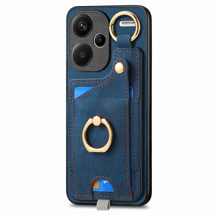 For Xiaomi Redmi Note 13 Pro+ 5G Case with Card Holder Retro Leather Back Cover Ring Kickstand