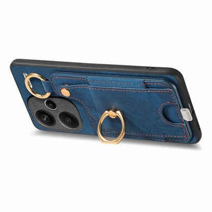For Xiaomi Redmi Note 13 Pro+ 5G Case with Card Holder Retro Leather Back Cover Ring Kickstand