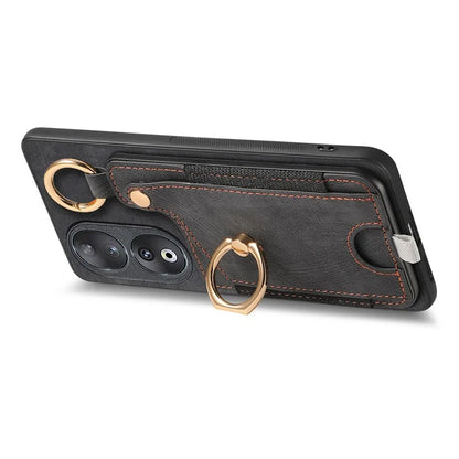 For Honor 90 Case Retro Leather Back Cover Drop-proof Phone Card Bag Kickstand
