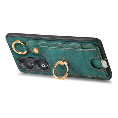 For Honor 90 Case Retro Leather Back Cover Drop-proof Phone Card Bag Kickstand