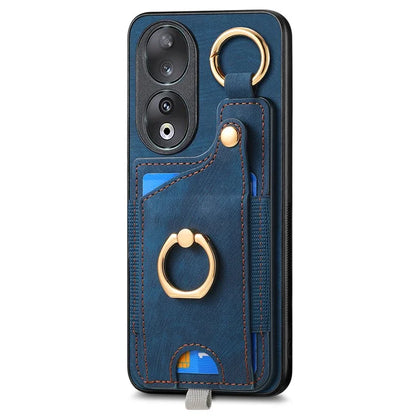 For Honor 90 Case Retro Leather Back Cover Drop-proof Phone Card Bag Kickstand