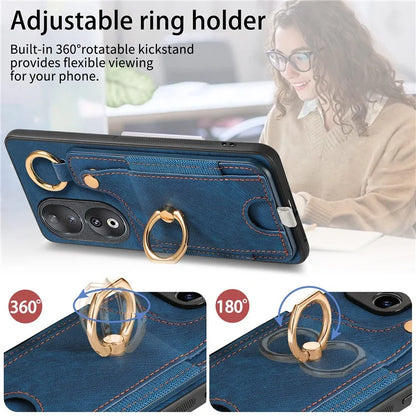 For Honor 90 Case Retro Leather Back Cover Drop-proof Phone Card Bag Kickstand