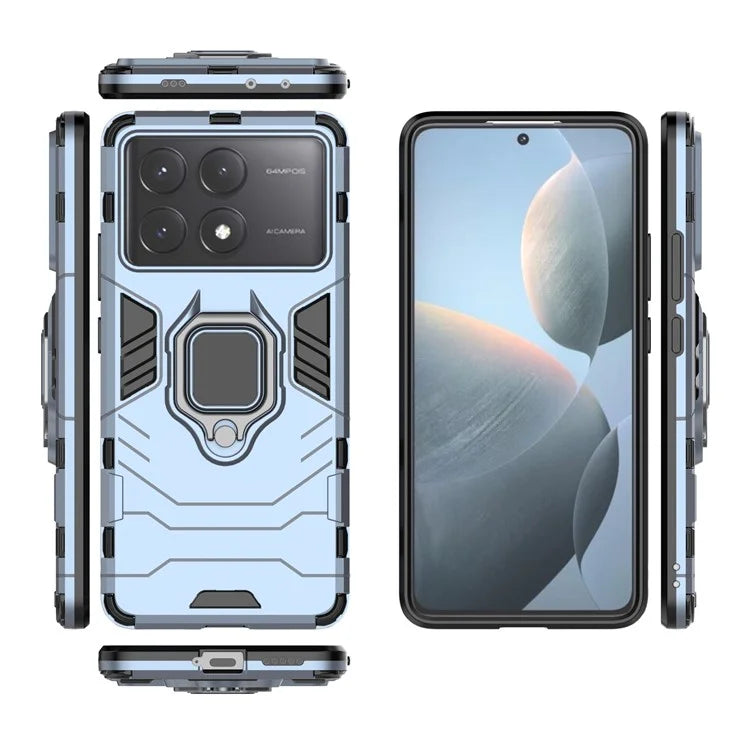 For Xiaomi Redmi K70E 5G / Poco X6 Pro 5G Phone Case PC+TPU Cover Rotation Ring Holder Kickstand