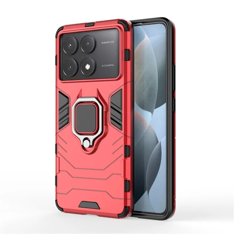 For Xiaomi Redmi K70E 5G / Poco X6 Pro 5G Phone Case PC+TPU Cover Rotation Ring Holder Kickstand