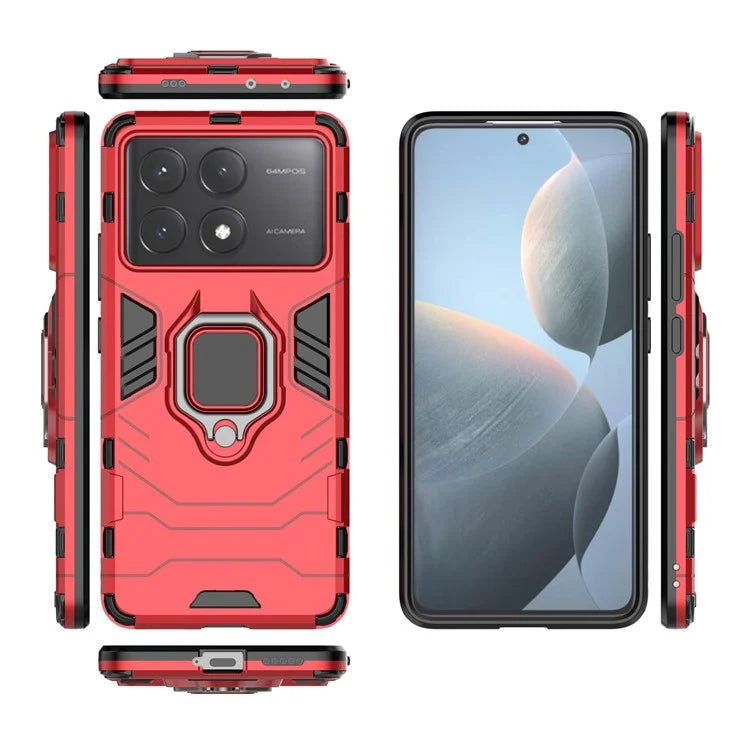 For Xiaomi Redmi K70E 5G / Poco X6 Pro 5G Phone Case PC+TPU Cover Rotation Ring Holder Kickstand