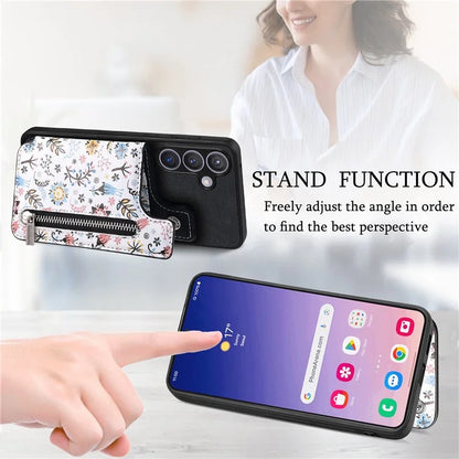 D10 For Samsung Galaxy S24+ Cell Phone Case Pattern Printing Card Bag Zipper Wallet Cover