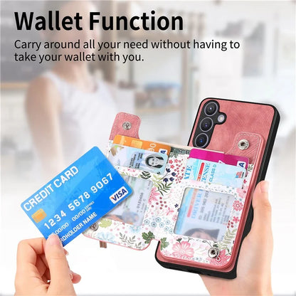 D10 For Samsung Galaxy S24+ Cell Phone Case Pattern Printing Card Bag Zipper Wallet Cover