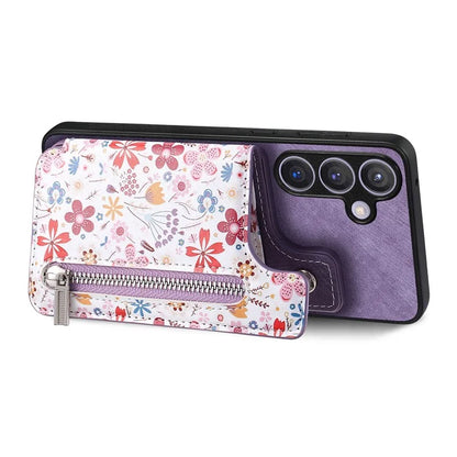 D10 For Samsung Galaxy S24+ Cell Phone Case Pattern Printing Card Bag Zipper Wallet Cover