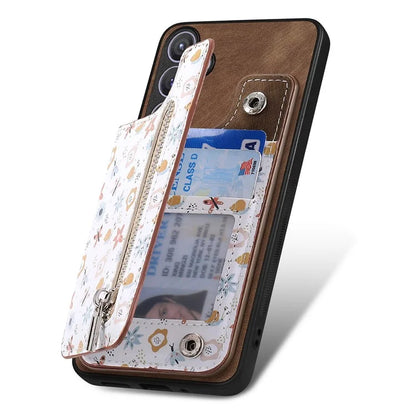 D10 For Samsung Galaxy S24+ Cell Phone Case Pattern Printing Card Bag Zipper Wallet Cover