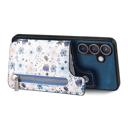 D10 For Samsung Galaxy S24+ Cell Phone Case Pattern Printing Card Bag Zipper Wallet Cover