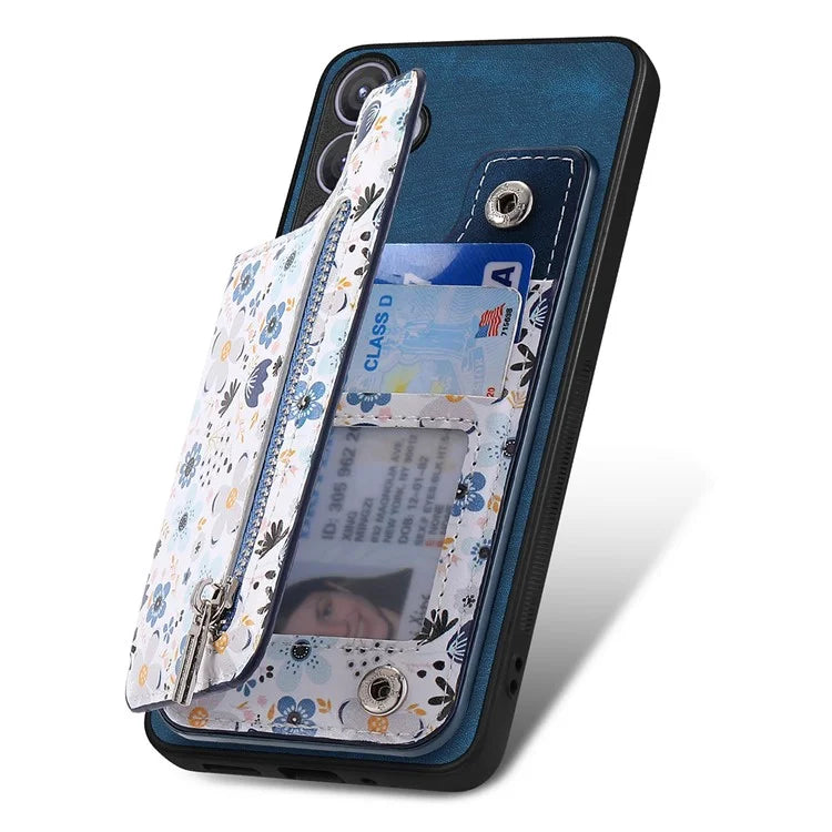 D10 For Samsung Galaxy S24+ Cell Phone Case Pattern Printing Card Bag Zipper Wallet Cover