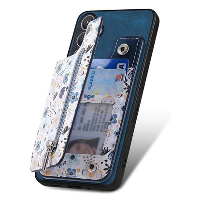 D10 For Samsung Galaxy S24+ Cell Phone Case Pattern Printing Card Bag Zipper Wallet Cover