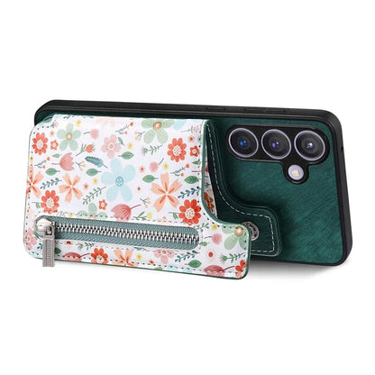 D10 For Samsung Galaxy S24+ Cell Phone Case Pattern Printing Card Bag Zipper Wallet Cover