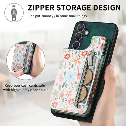 D10 For Samsung Galaxy S24+ Cell Phone Case Pattern Printing Card Bag Zipper Wallet Cover