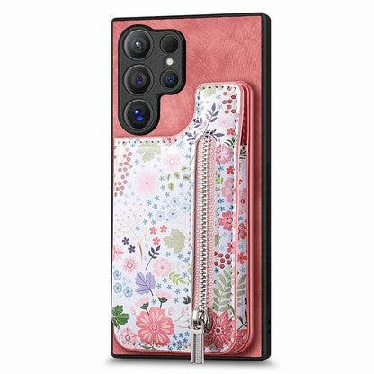 D10 For Samsung Galaxy S24 Ultra Cell Phone Case Pattern Printed Card Bag TPU+Leather Back Cover