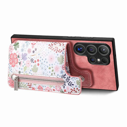 D10 For Samsung Galaxy S24 Ultra Cell Phone Case Pattern Printed Card Bag TPU+Leather Back Cover