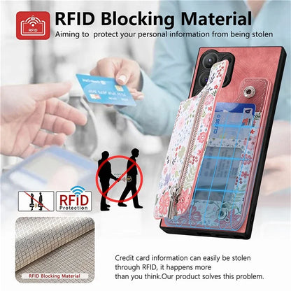 D10 For Samsung Galaxy S24 Ultra Cell Phone Case Pattern Printed Card Bag TPU+Leather Back Cover