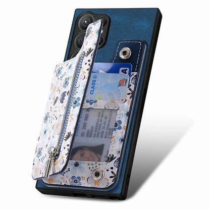 D10 For Samsung Galaxy S24 Ultra Cell Phone Case Pattern Printed Card Bag TPU+Leather Back Cover
