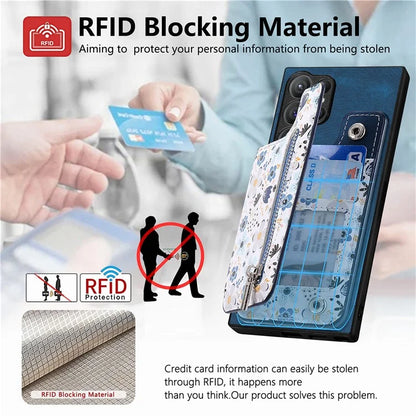 D10 For Samsung Galaxy S24 Ultra Cell Phone Case Pattern Printed Card Bag TPU+Leather Back Cover