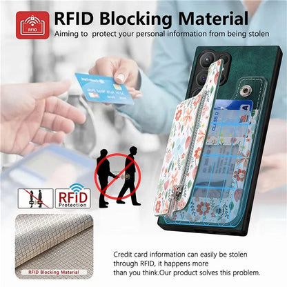 D10 For Samsung Galaxy S24 Ultra Cell Phone Case Pattern Printed Card Bag TPU+Leather Back Cover