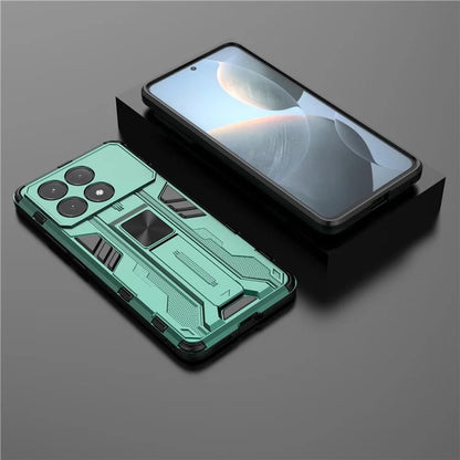 For Xiaomi Redmi K70E 5G / Poco X6 Pro 5G Kickstand Cover Dual Layer Hard PC Soft TPU Shockproof Case