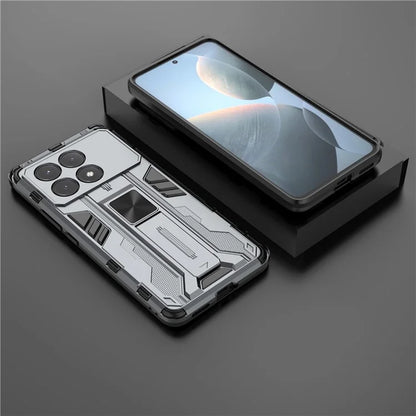 For Xiaomi Redmi K70E 5G / Poco X6 Pro 5G Kickstand Cover Dual Layer Hard PC Soft TPU Shockproof Case