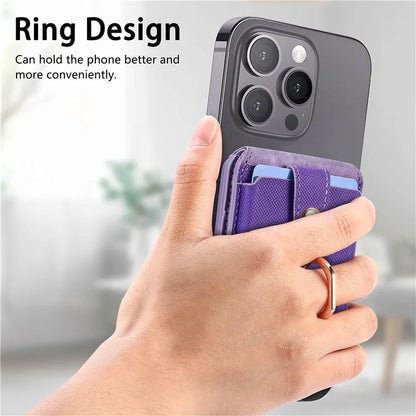MC-W1 Magnetic Card Holder Compatible with Magsafe with Ring Holder Kickstand Card Case