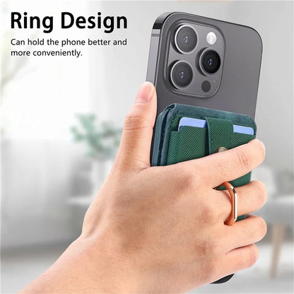 MC-W1 Magnetic Card Holder Compatible with Magsafe with Ring Holder Kickstand Card Case