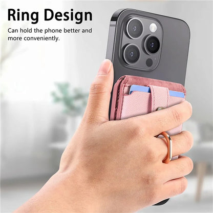 MC-W1 Magnetic Card Holder Compatible with Magsafe with Ring Holder Kickstand Card Case
