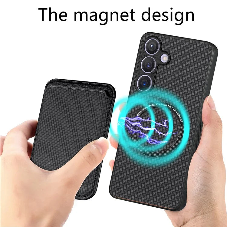 For Samsung Galaxy S24 Back Case Magnetic Card Holder Phone Protective Cover