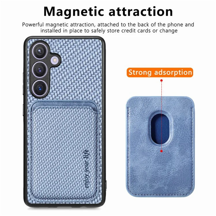 For Samsung Galaxy S24 Back Case Magnetic Card Holder Phone Protective Cover