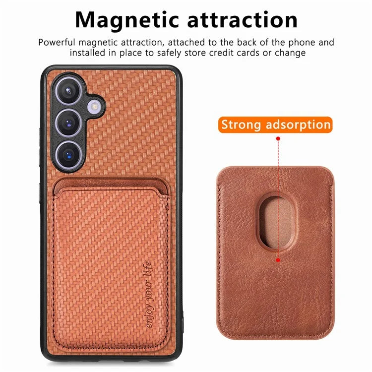 For Samsung Galaxy S24 Back Case Magnetic Card Holder Phone Protective Cover