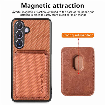 For Samsung Galaxy S24 Back Case Magnetic Card Holder Phone Protective Cover