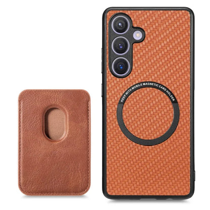 For Samsung Galaxy S24 Back Case Magnetic Card Holder Phone Protective Cover