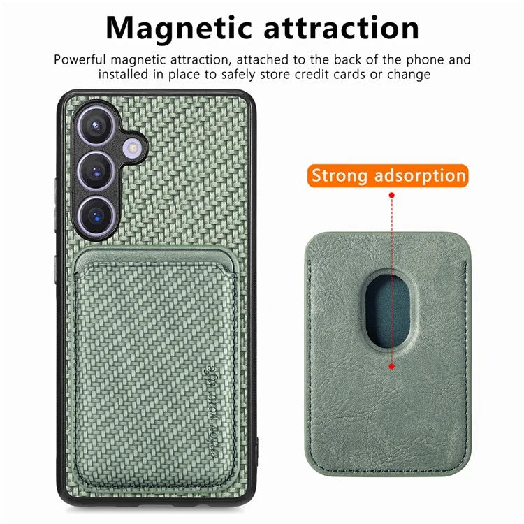 For Samsung Galaxy S24 Back Case Magnetic Card Holder Phone Protective Cover