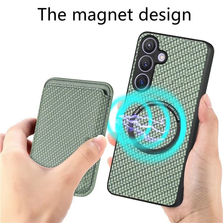 For Samsung Galaxy S24 Back Case Magnetic Card Holder Phone Protective Cover