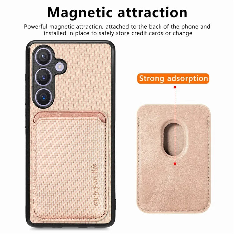 For Samsung Galaxy S24 Back Case Magnetic Card Holder Phone Protective Cover