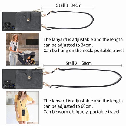 Crossbody Zipper Wallet Case for Samsung Galaxy S24 Ultra Kickstand Phone Cover with 7 Card Holder